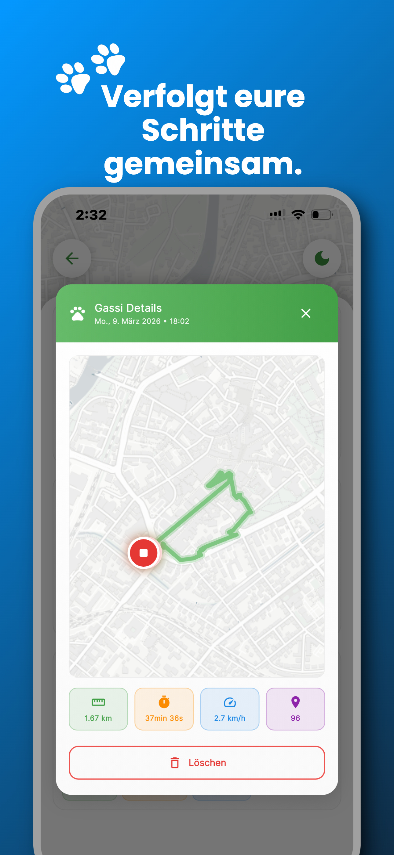 GPS-Spaziergang-Tracking mit Live-Routenkarte